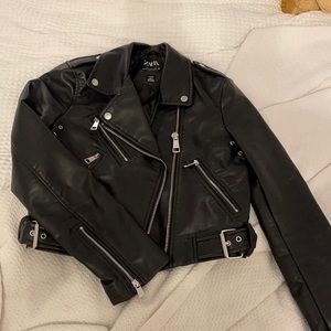 ZARA short faux leather jacket small